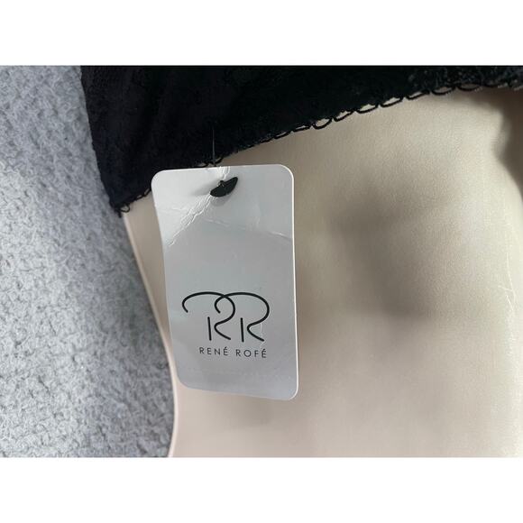 Rene Rofe Black Lace Bandeau Bra M/L Strapless Bralette Removable Pads NWT - Picture 10 of 11